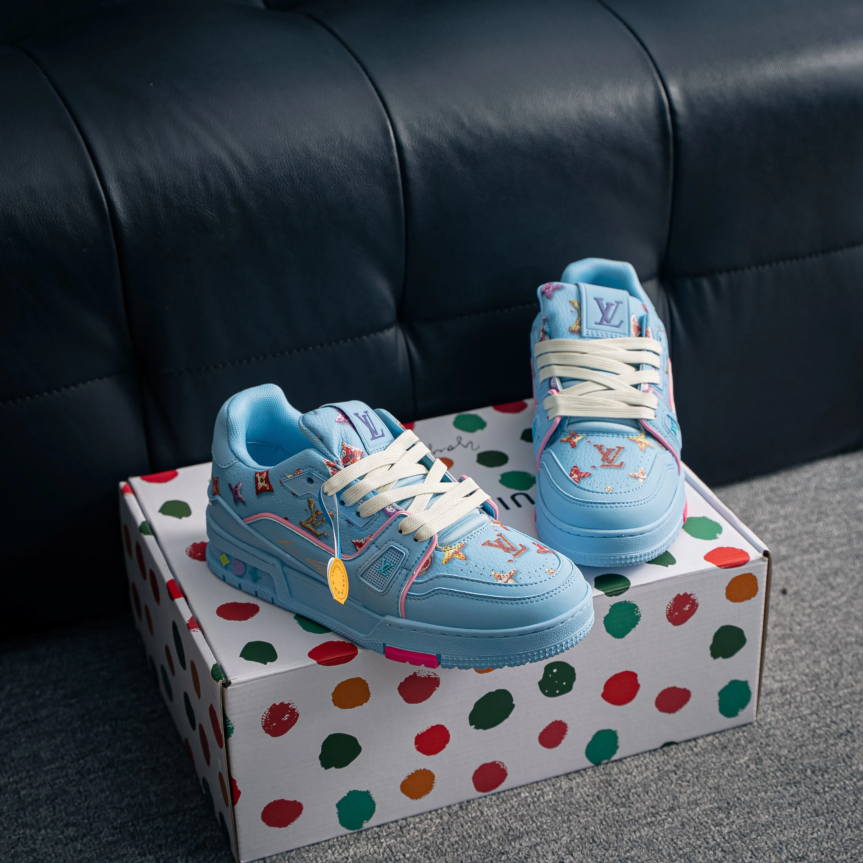 【 】 Louis Vuitton Trainer Sneaker Low Series Low-Top Retro Versatile Skate Shoes“ Virgil Abloh Retro Shoes ，